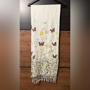 Floral and Butterfly Print Scarf